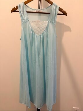 Vanity Fair Pale Blue Lace-Panel Nightgown